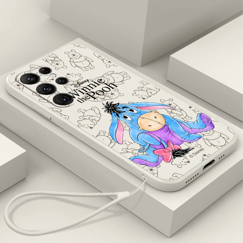 Winnie The Pooh Piglet Liquid Rope For Samsung Galaxy S24 S23 S22 S21 S20 FE S10 Ultra Plus Lite 5G Cover Back Phone Case - covers4phones