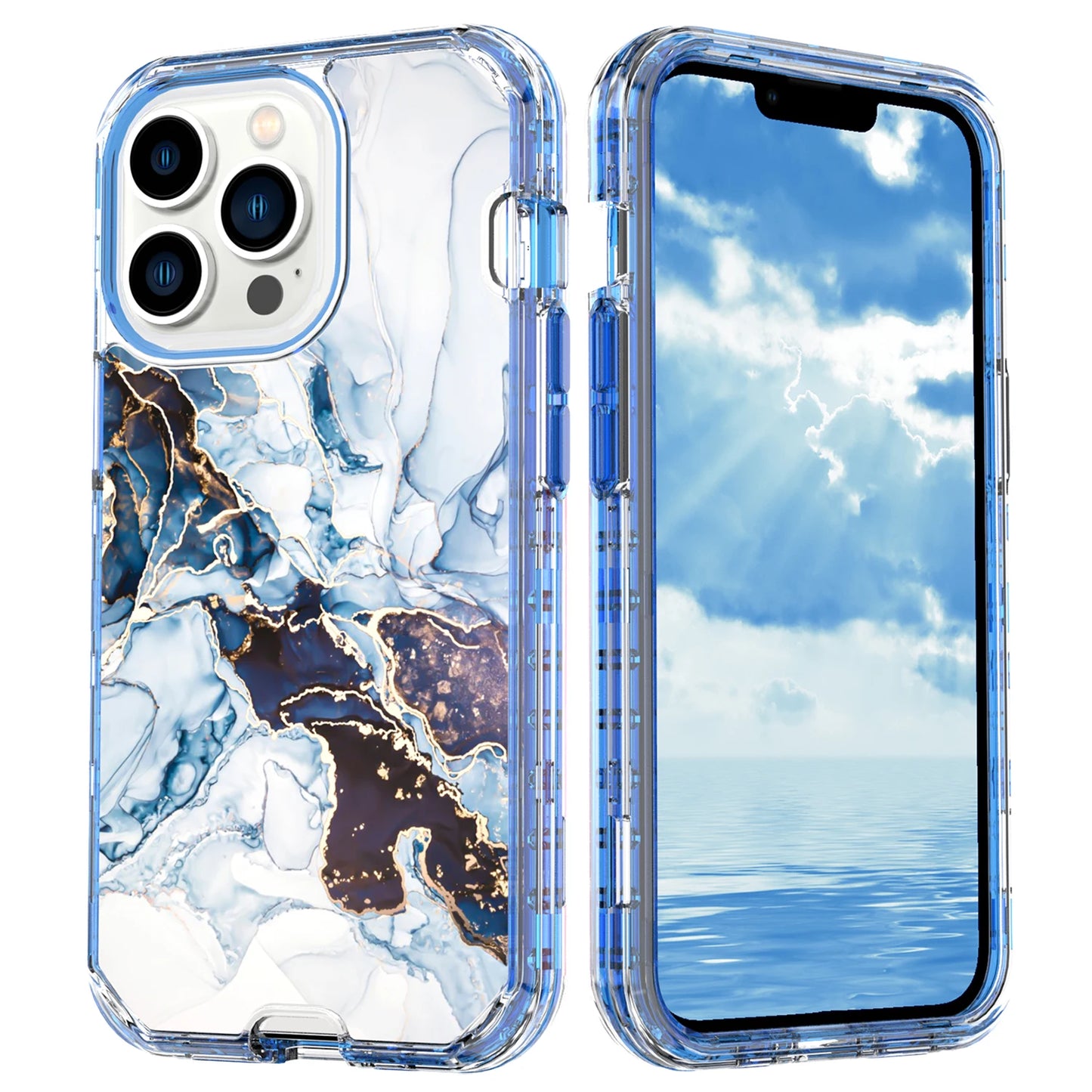 Plating Marble Phone Case for iPhone 16 14 13 11 12 15 Pro Max Plus Heavy Duty Shockproof Protective Luxury Cover - covers4phones