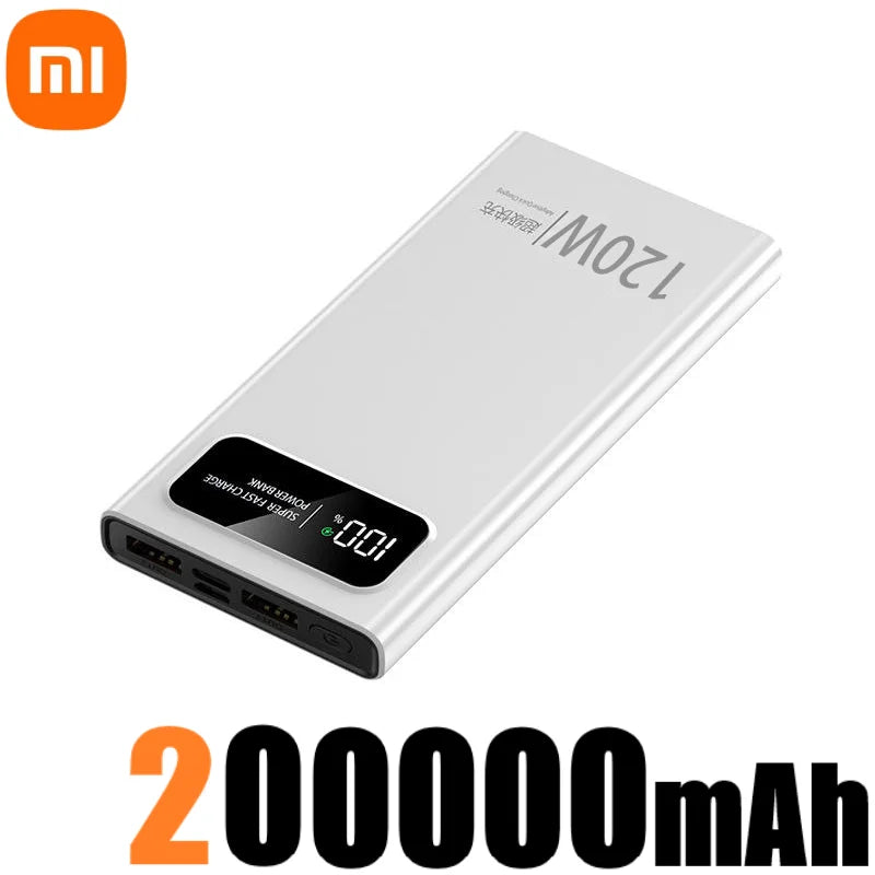 Xiaomi 200000mAh Power Bank 120W Super Fast Charger Large Capacity Mobile Power Portable External Battery for iPhone Samsung New - covers4phones