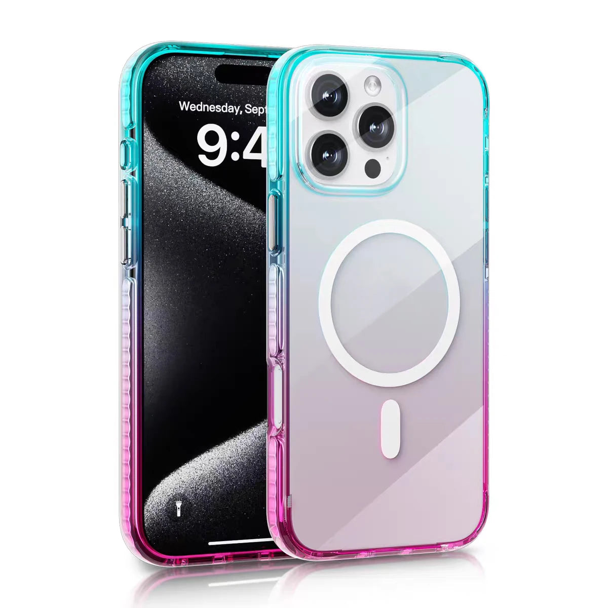 Luxury Color Gradients Transparent Magsafe Phone Case for IPhone 16 Pro 15 14 Pro Max Magnetic Wireless Charge Bumper Pc Cover