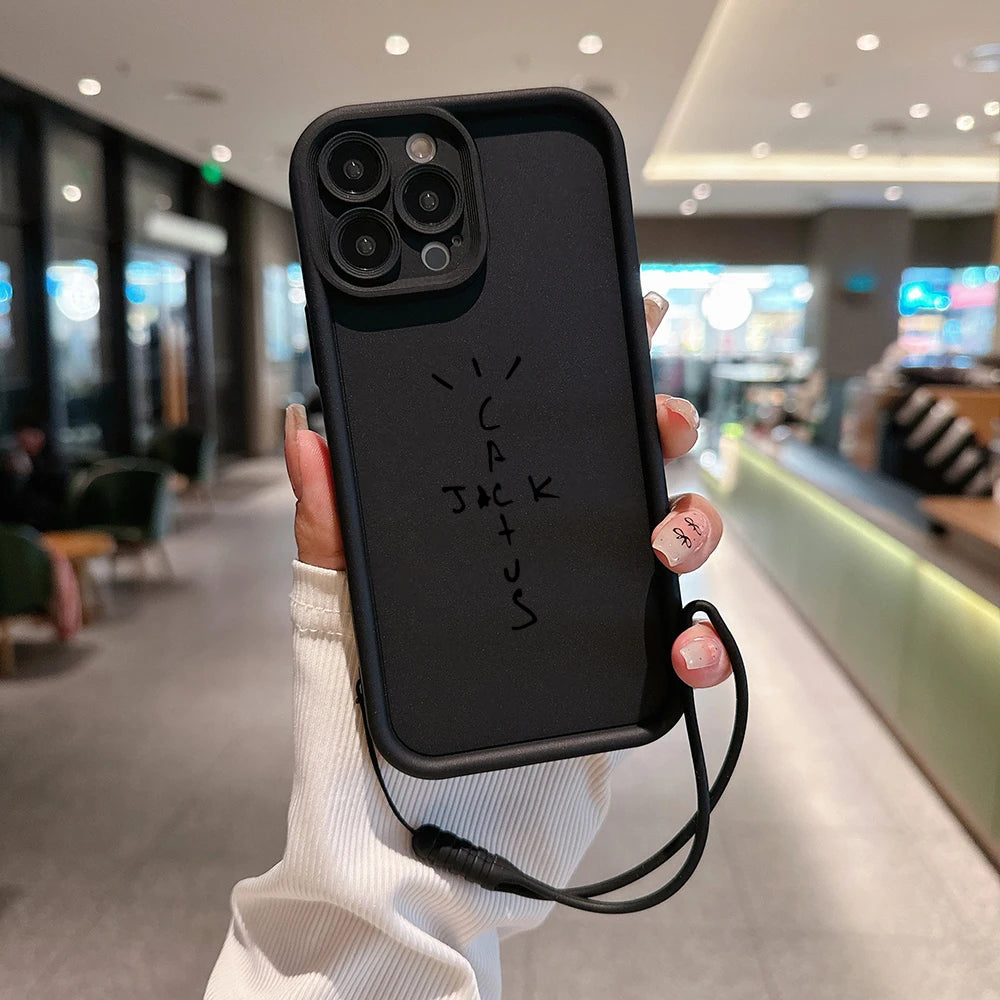 Travis Scott Cactus Jack Phone Case for IPhone 15 14 13 12 11 Pro Max Mini XR XS X 7 8 Plus Soft TPU Back Cover With Hand Strap - covers4phones