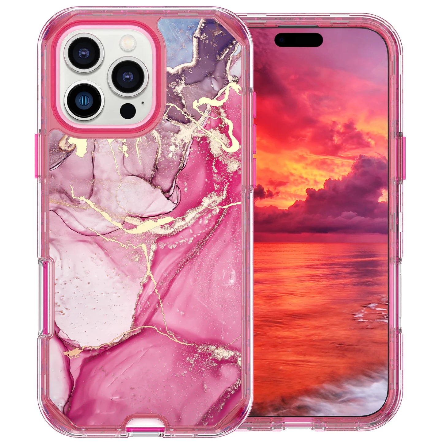 Fit iPhone 16 Pro 6.3" Phone Case, Marble Pattern Slim Shockproof Full Body Protective Rugged Cover For iPhone 16 Pro MAX 6.9 - covers4phones