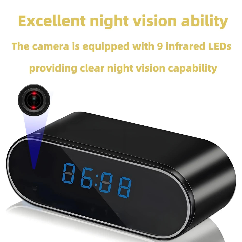 1080P WiFi Mini Camera Full HD Clock Camera with Movement Detect Night Vision for Home and Office Surveillance - covers4phones