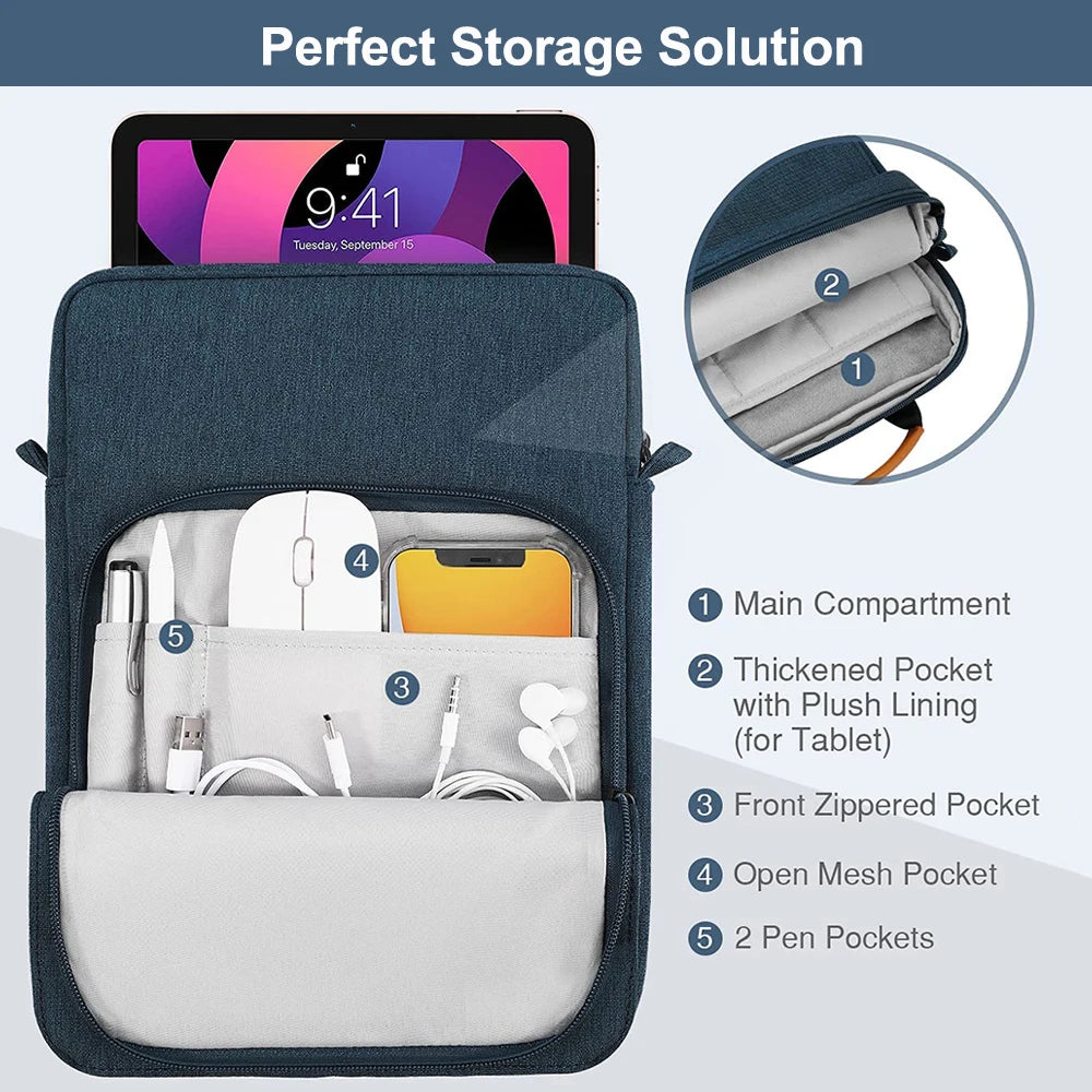 Tablet Bag For iPad Pro 12.9 iPad Air 11 13 2024 Pouch Case For iPad 7 8 9 10th Generation Air 5 4 3 Portable Sleeve Tablet Bag - covers4phones