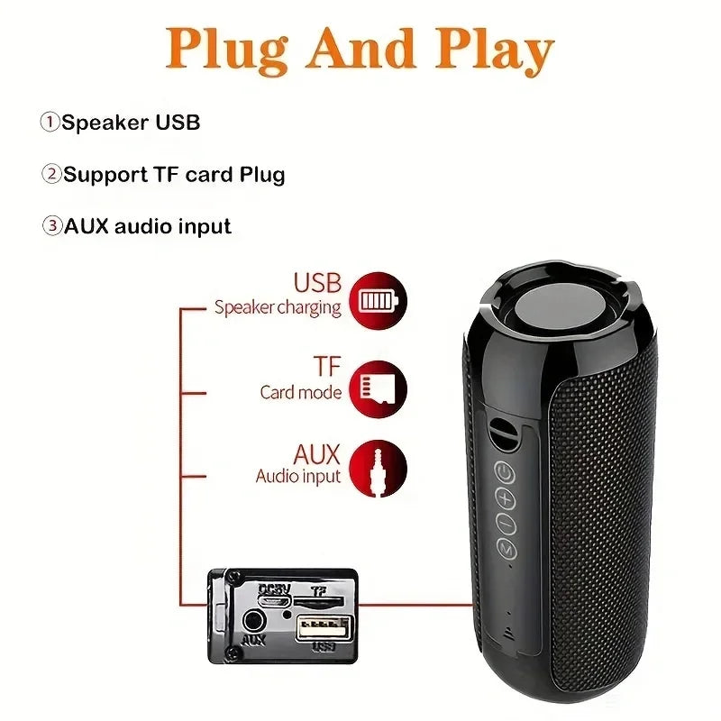 T&G TG117 Portable Bluetooth Speaker Outdoor Wireless Woofer Free Call /FM/TF Card/USB Flash Drive Connect Mobile Phone/Tablet - covers4phones