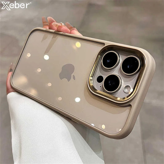 Luxury Transparent Soft Silicone Frame Armor Phone Case For iPhone 16 Pro Max Plus 17 Air Clear Shockproof Hard Acrylic Cover