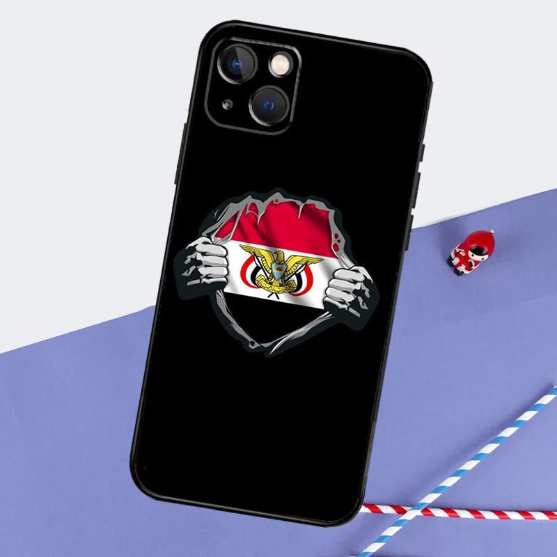 Yemen Flag Phone Case For iPhone 16 15 11 12 13 14 Pro Max Mini XS XR X 7 8 Plus Soft TPU Cover - covers4phones