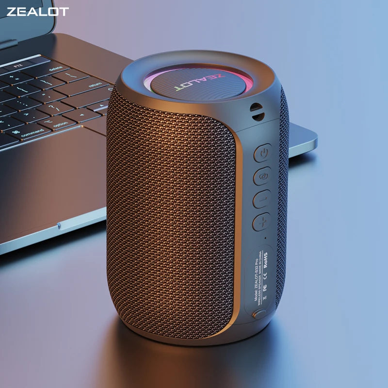 Zealot-S32PRO Powerful Bluetooth Speaker, Bass Wireless, LED Light, Outdoor Speakers, Subwoofer, Waterproof Sound Box Support - covers4phones
