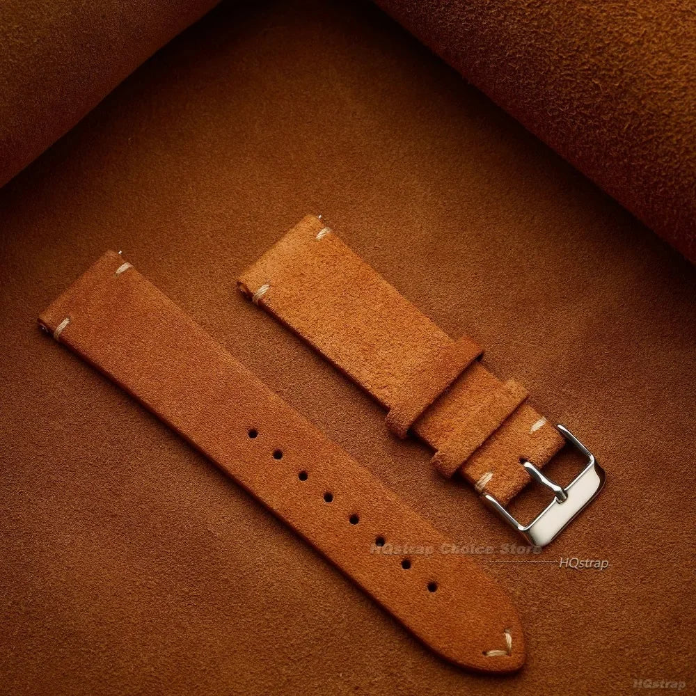 Quick Release Soft Suede Strap 22mm 18mm 20mm for Samsung Watch6 5/4/3 Calfskin Bracelet for Women Men Wristband Hand Sewn Band