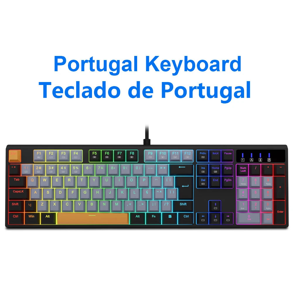 E-YOOSO Z14 RGB USB Mechanical Gaming Wired Keyboard Red Switch 104 Key Russian Brazilian Portuguese Gamer for Computer laptop