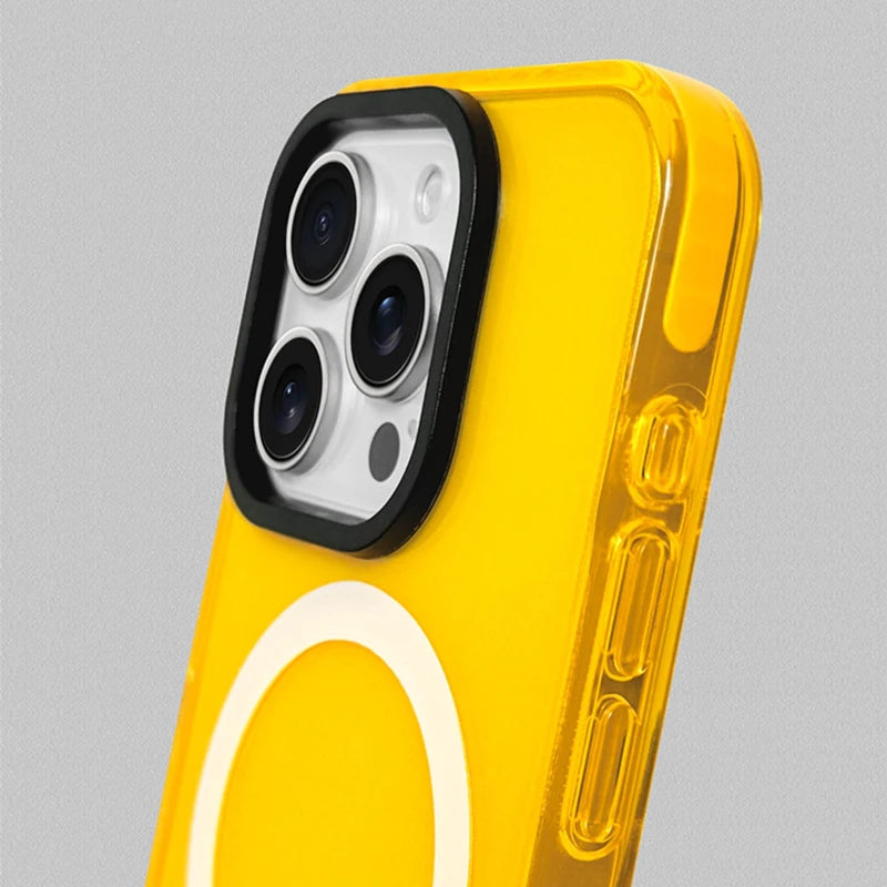 Transparent Neon Color MagSafe Phone Case for iPhone 15 16 Pro Max 15pro 13 14 12 Wireless Charging Soft Silicone Bumper Cover - covers4phones