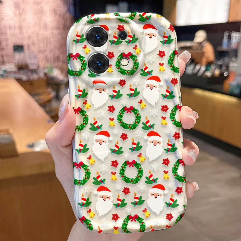Santa Claus Christmas Pattern 3D Wave Case For iPhone 16 15 14 13 12 11 Pro Max Mini X XR XSMAX 8 7 6S Plus Soft Silicone Cover