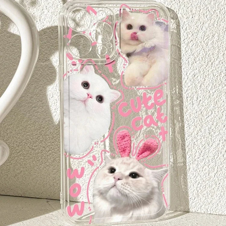 Doodle Angry Cat Case for Iphone 13 16 Pro Max 11 12 14 15 Pro Max 7 8 Plus 13 Mini XS XR SE 2022 13Pro Back Cover Clear Fundas