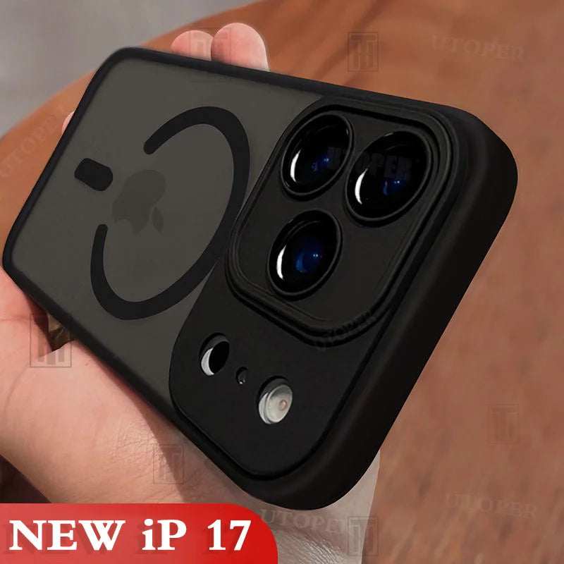 New Advanced Black Matte Translucent Case for iPhone 17 Air 16 15 14 13 12 11 Pro Max Plus Magsafe Magnetic Hard Protect Cover