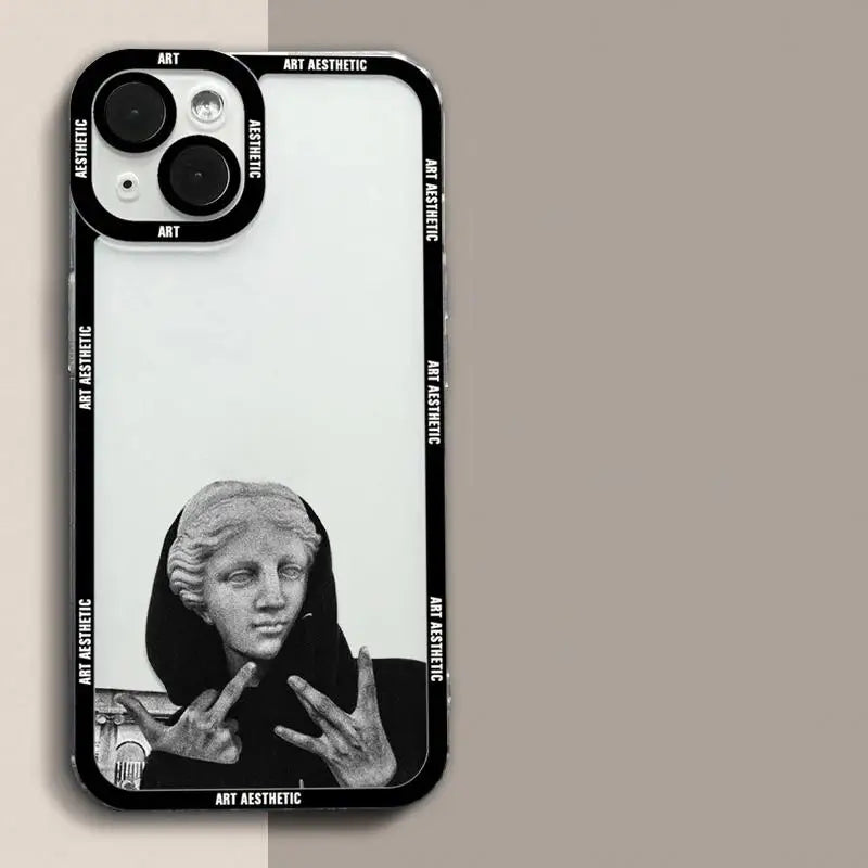 Art Aesthetic David Mona Lisa Van Gogh Case for IPhone 15 Pro Max 14 11 12 13 Mini XR XS 7 8 6 6S Plus SE Soft TPU Back Cover - covers4phones