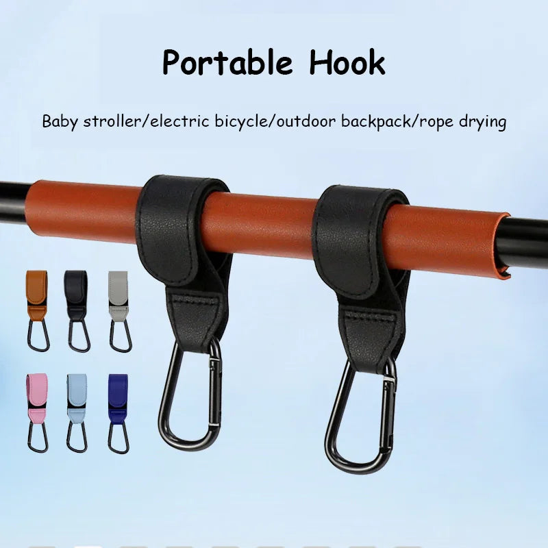 1 PCS PU Leather Baby Bag Stroller Hook 360 Degree Rotatable Multi Purpose Pram Hook Baby Stroller Accessories - covers4phones