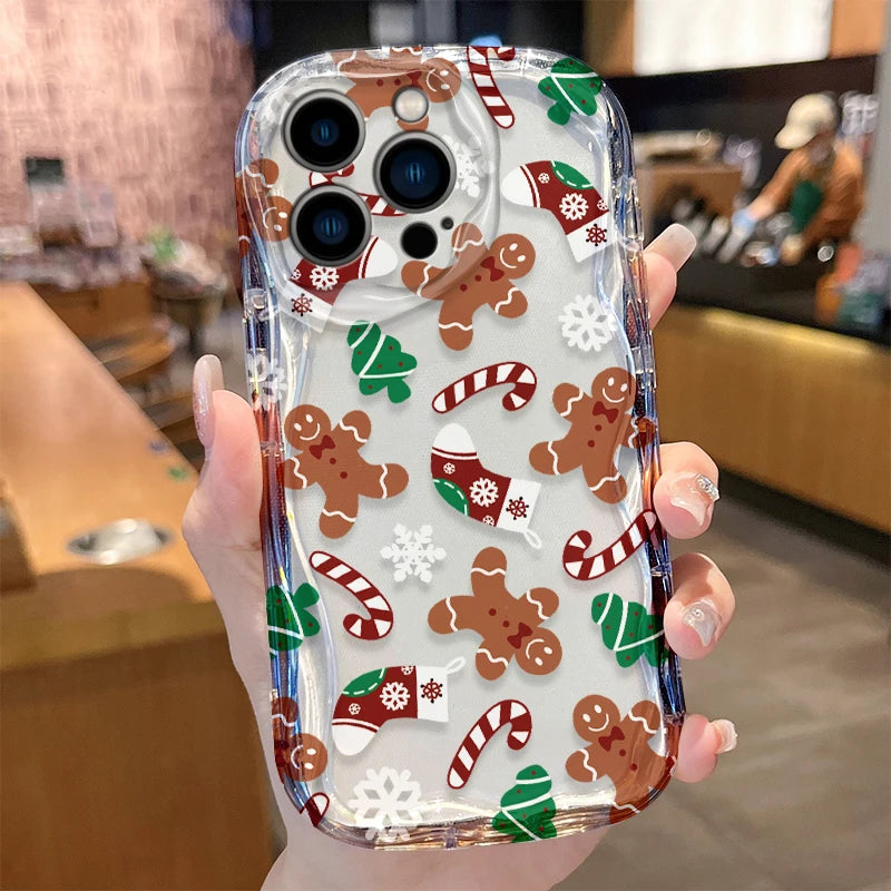 Christmas Pattern Case for iPhone 16 15 14 Pro Max 13 12 Mini 11 XS X XR 8 7 Plus SE 2022 2020 Silicone Shockproof Cover Funda