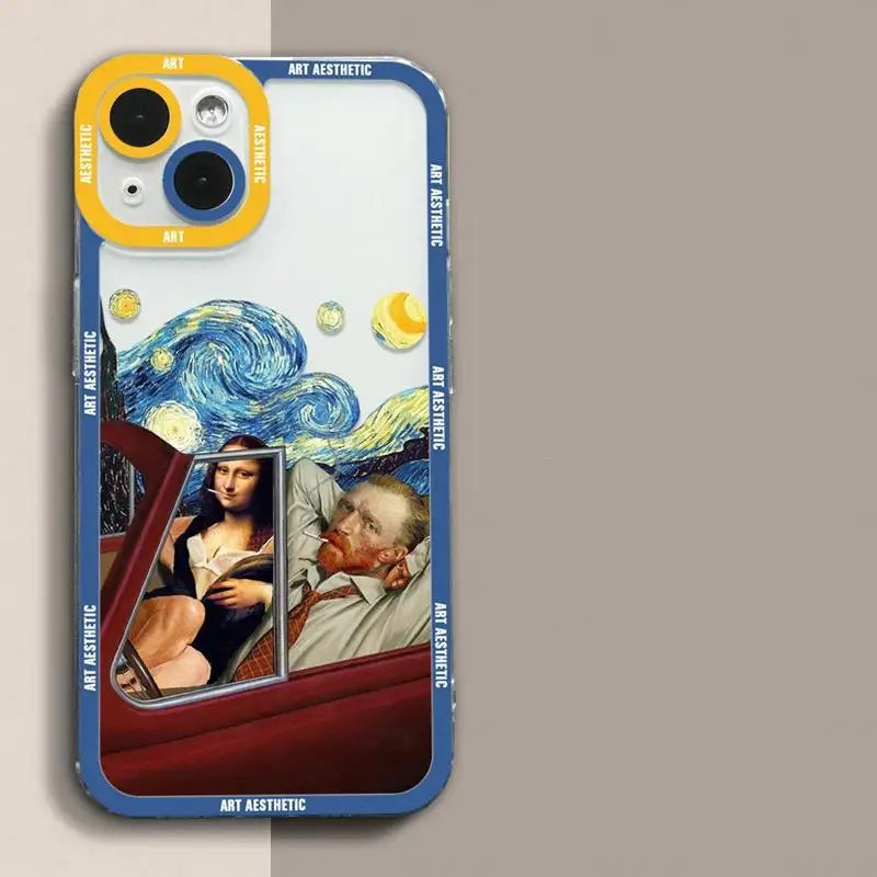 Art Aesthetic David Mona Lisa Van Gogh Case for IPhone 15 Pro Max 14 11 12 13 Mini XR XS 7 8 6 6S Plus SE Soft TPU Back Cover - covers4phones