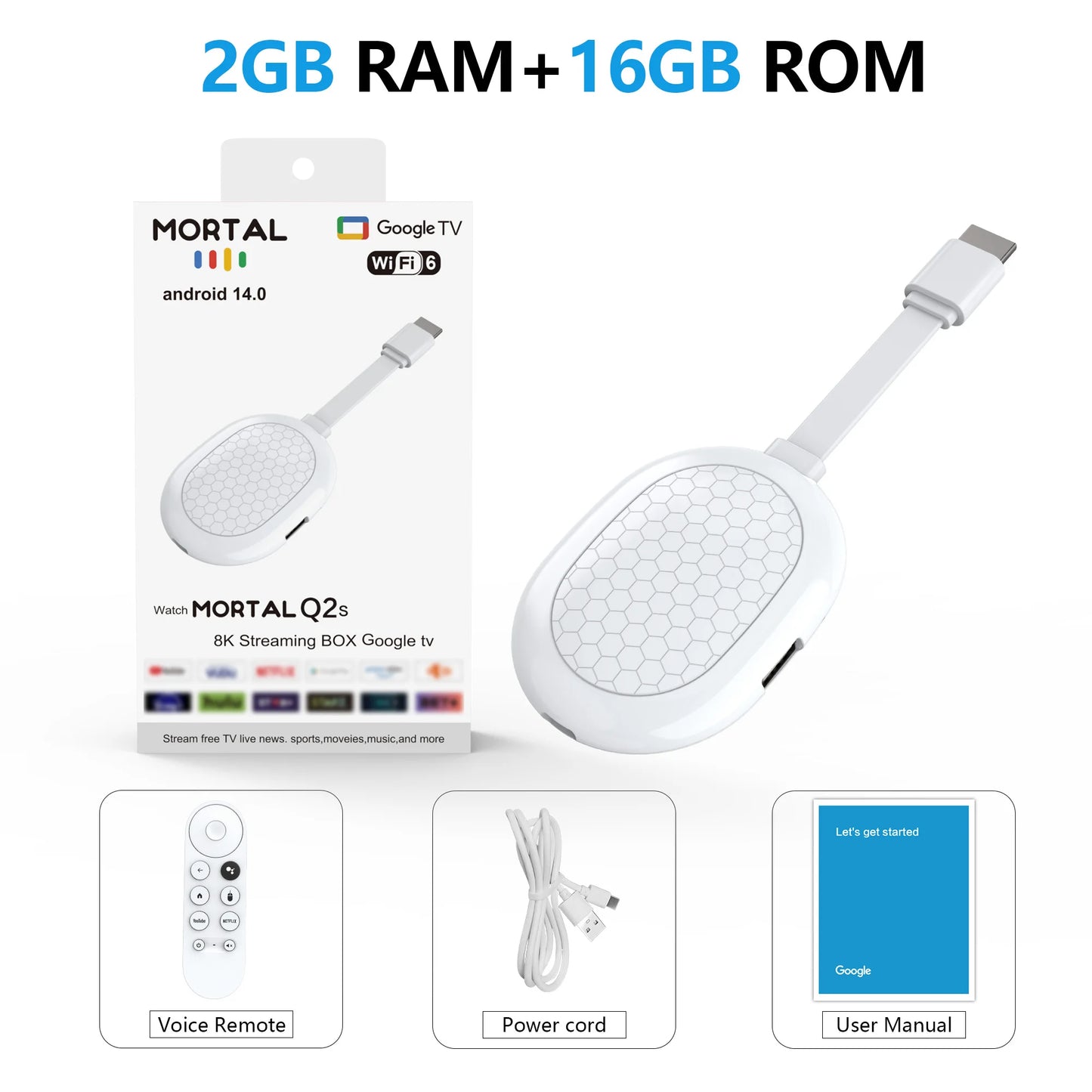 Factory directly Android 14 Allwinner H313 TV stick Mortal Q2S Dongle  Support Youtube google Wifi6 BT5.0 8K Voice Remote TV BOX