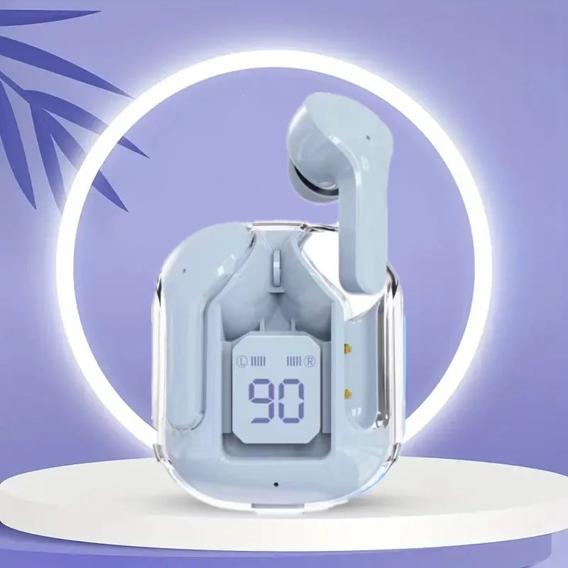 Original T2 Wireless Bluetooth Earphone Transparent HIFI Headphones LED Power Digital Display Stereo Sound Earphones for Xiaomi - covers4phones