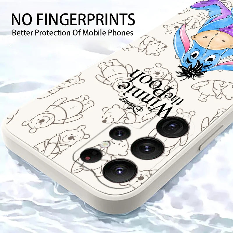 Winnie The Pooh Piglet Liquid Rope For Samsung Galaxy S24 S23 S22 S21 S20 FE S10 Ultra Plus Lite 5G Cover Back Phone Case - covers4phones