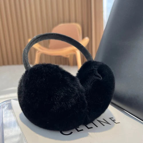 MPPM Cute Headphones Women Genuine Real Rabbit Fur Warm Earmuff Headbands Winter Accessories for Women Ear Cover for Winter