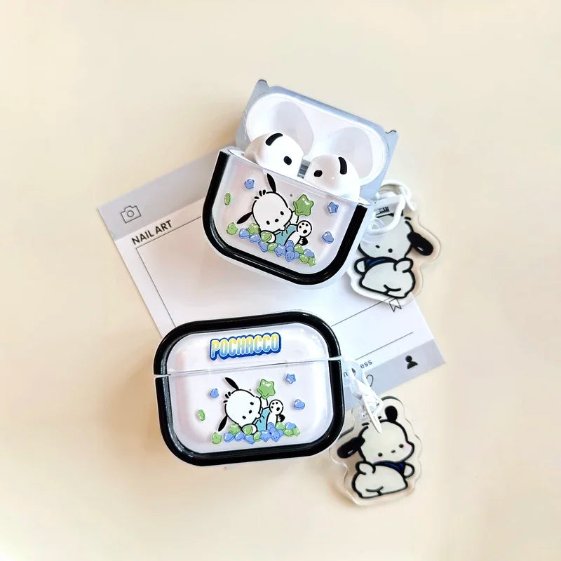 Cute Cartoon Sanrio Pochacco  Earphone Case For Airpods 1 2 3 4 Pro 2 Wireless Bluetooth Headset Protective Cover With Pendant