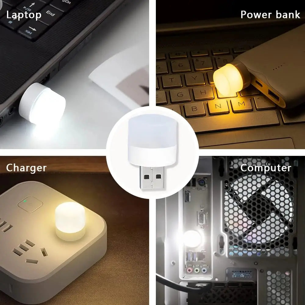 1/10Pcs Mini USB Night Light Warm White Eye Protection Book Reading Light USB Plug Computer Mobile Power Charging LED Night Lamp - covers4phones