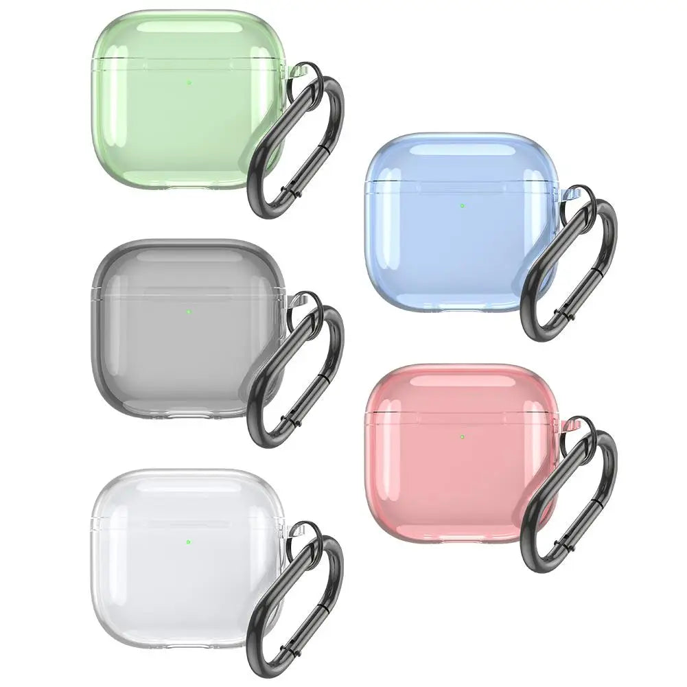 Translucent Protecitve Case For AirPods 4 Premium Sleeve Cover For AirPods 4th Generation Case Drop Protector with Carabiner - covers4phones