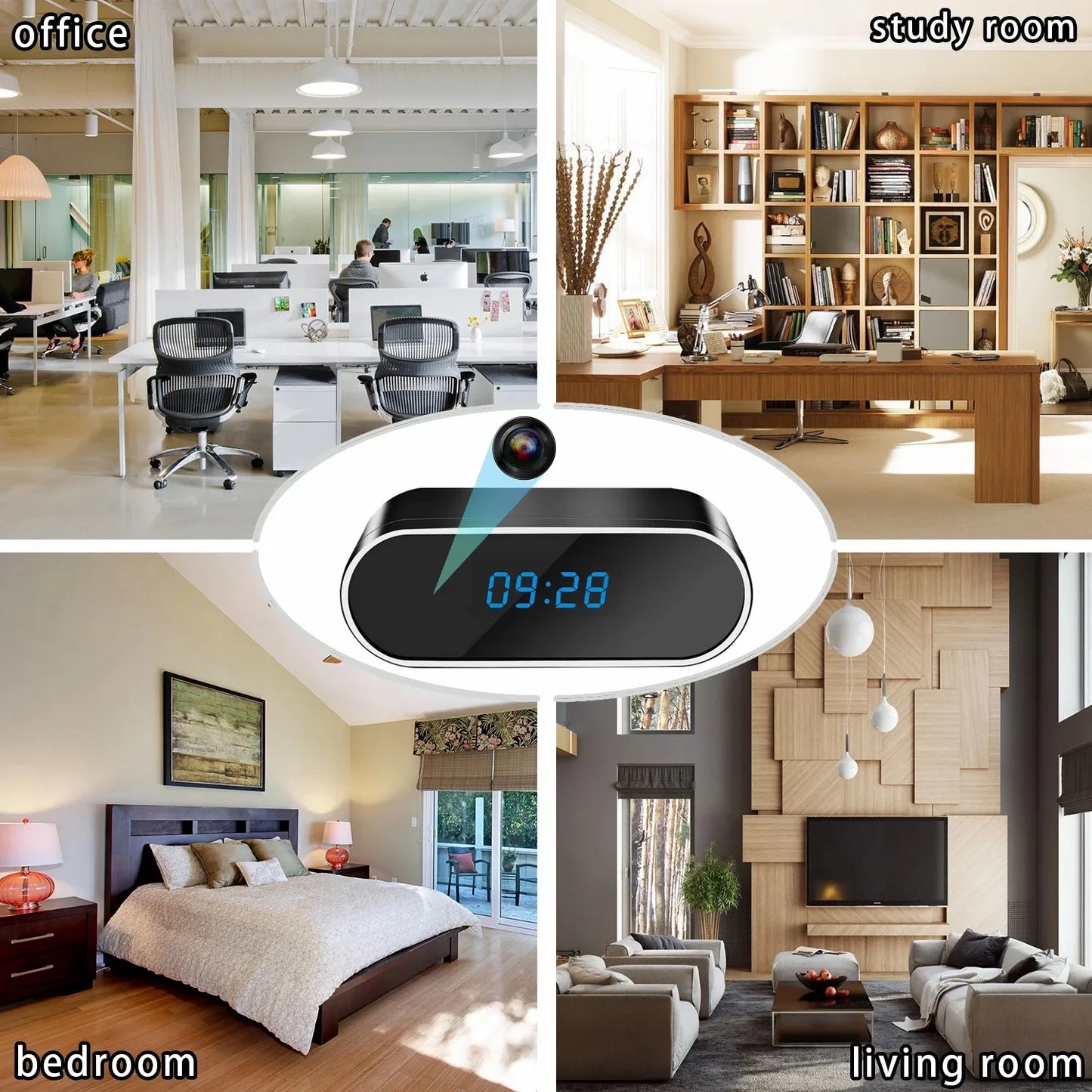 1080P WiFi Mini Camera Full HD Clock Camera with Movement Detect Night Vision for Home and Office Surveillance - covers4phones