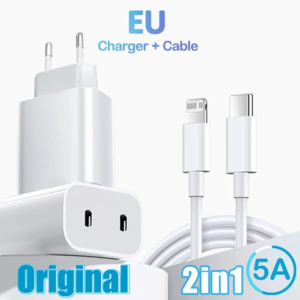 PD 40W USB C Charger Fast Charger Type C Cable Mobile Phone Charger Wall Adapter For iPhone 15 16 Pro Max Xiaomi Samsung Huawei