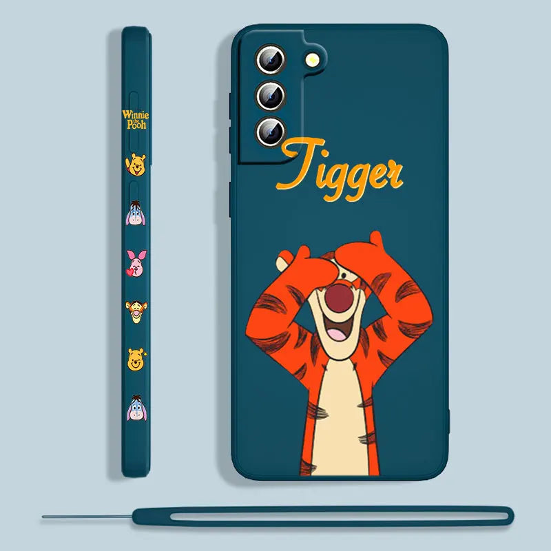 Winnie The Pooh For Samsung Galaxy S23 S22 S21 S20 S10 Note 20 10 Ultra Plus Pro FE Lite Liquid Left Rope Phone Case Coque Capa - covers4phones