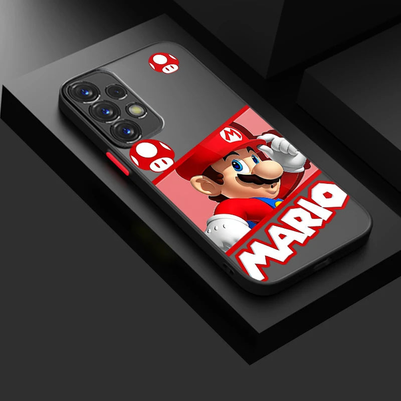 S-Super M-Marios B-Bros Frosted Translucent For Samsung Note 20 A35 A03 A54 A31 A22 A34 A14 A24 A04 A55 5G Cover Phone Case