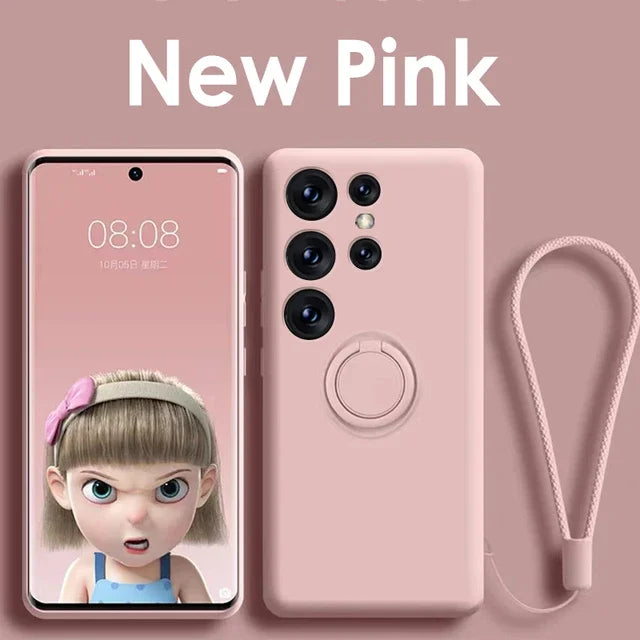 Magnetic Holder Case for Samsung Galaxy S24 S23 S22 S21 Ultra Plus S20 FE Note 20 A54 A53 A52 A13 A14 A34 Liquid Silicone Cover - covers4phones