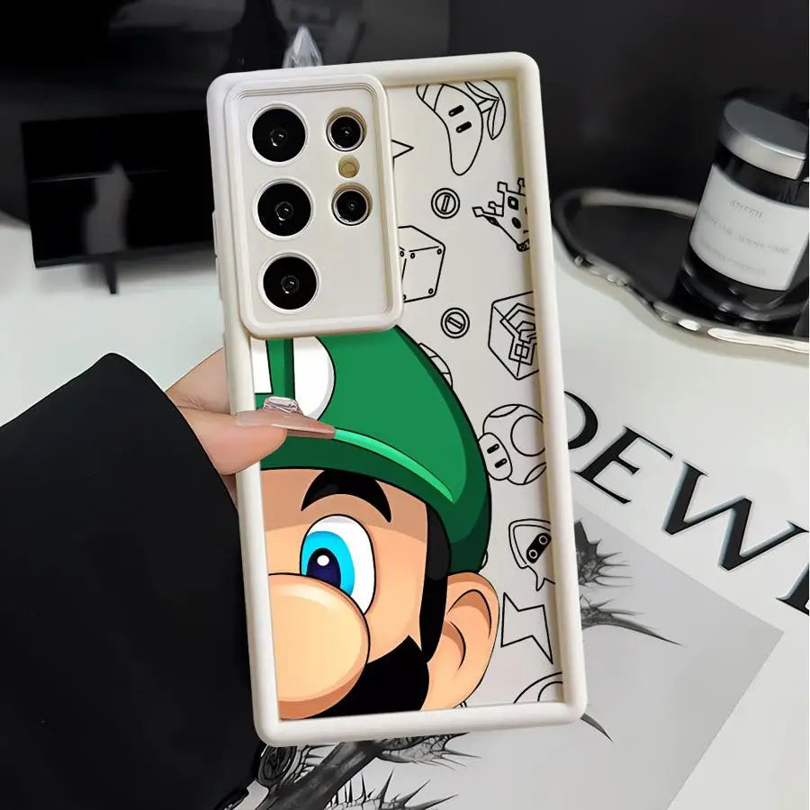 M-Mario Cartoon Phone Case for Samsung Galaxy S20 S24 Ultra FE S23 Plus S21 S22 S23 Ultra 5G Silicone funda