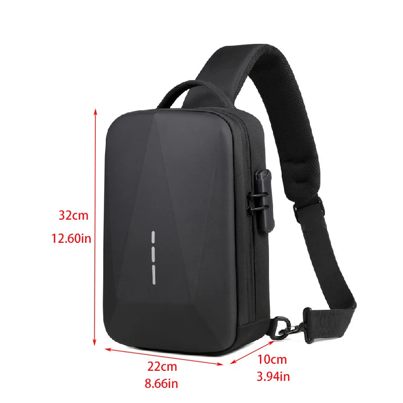 Anti-theft Combination Lock Chest Packs With USB Charging Port Fashion Business Men's Crossbody Bag Travel Storage Shoulder Bag
