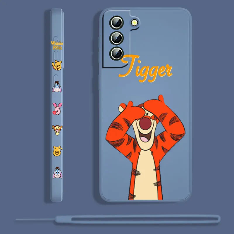 Winnie The Pooh For Samsung Galaxy S23 S22 S21 S20 S10 Note 20 10 Ultra Plus Pro FE Lite Liquid Left Rope Phone Case Coque Capa - covers4phones