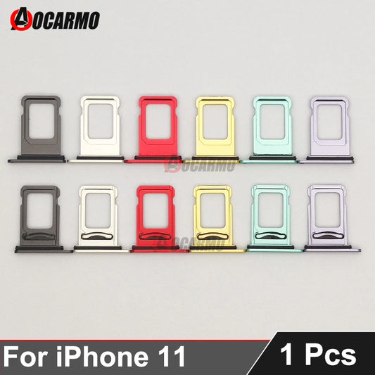 1Pcs/Lot For Apple iPhone 11 SIM Card Tray Drawer Holder Single Dual Slot Replacement Parts - covers4phones