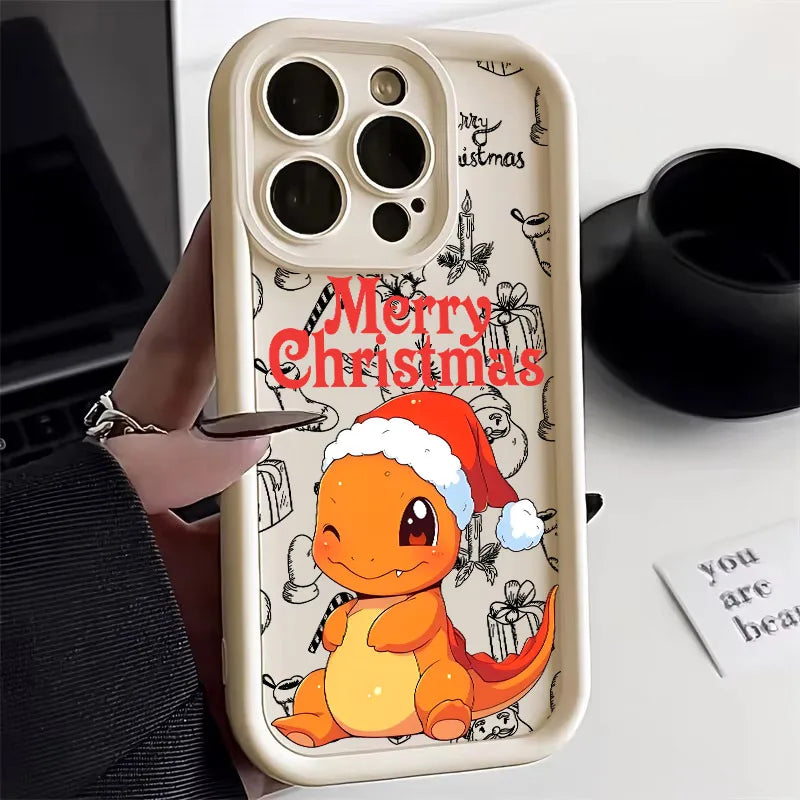Christmas Eevee Charmander Squirtle Soft Silicone Case For iPhone 17 11 15 16 13 Pro Max 14 Plus 12 16 Pro 16E 17AIR Phone Cover