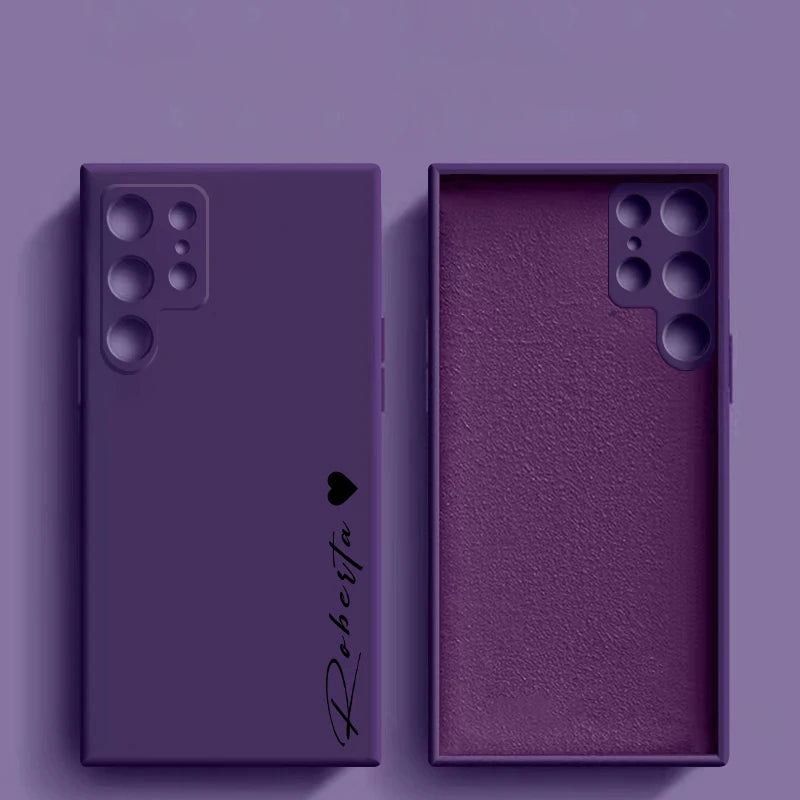 S24 S23 Ultra 5g Case Personalised Customized Name Liquid Silicone Cover For Samsung Galaxy S24 S23 S22 S21 Ultra Plus S20FE - covers4phones