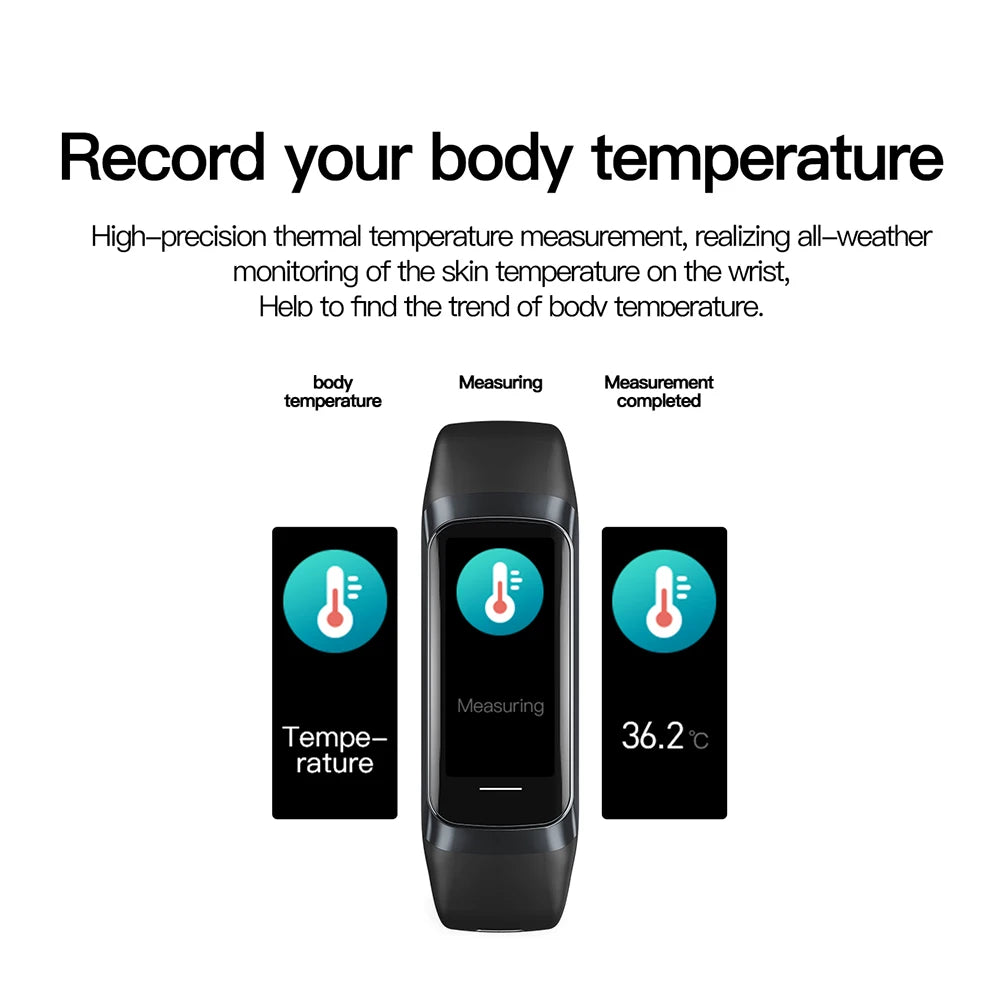 AMOLED Smartwatch Body Temperature Monitor Fitness Clock Sports 3ATM Waterproof Men Smart Watch Band for Women IOS Xiaomi 2025