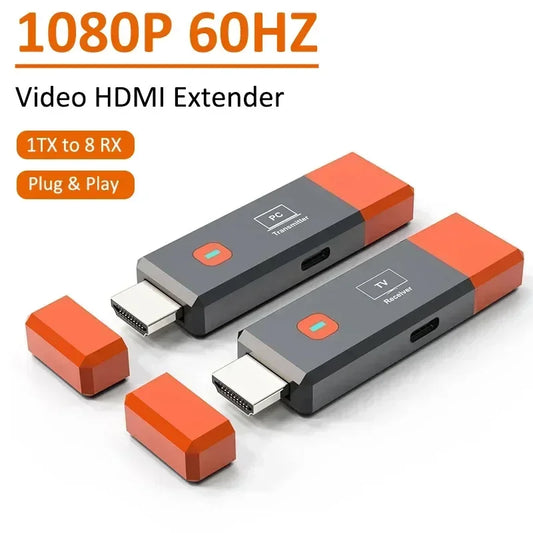1080P 50M Wireless HDMI Video Receiver Transmitter Extender Adapter TV Stick Dongle for Camera Laptop PC to TV Monitor Projector - covers4phones