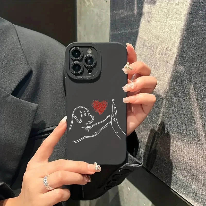 Cat Dog High Five Silicone Phone Case For iPhone 15 16 Pro Max 14 13 12 11 X XS XR 7 8 Plus SE 2020 13Mini Shockproof Soft Cover - covers4phones