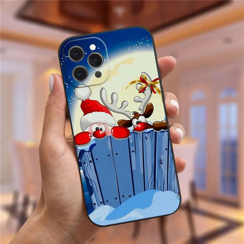 New Year's Christmas Santa Claus Phone Case For iPhone 16 15 13 14 12 11 Pro Max Mini X XS XR 7 8 Plus SE4 16E Shockproof Cover