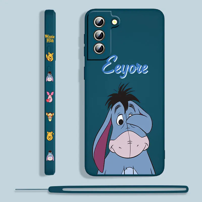Winnie The Pooh For Samsung Galaxy S23 S22 S21 S20 S10 Note 20 10 Ultra Plus Pro FE Lite Liquid Left Rope Phone Case Coque Capa - covers4phones