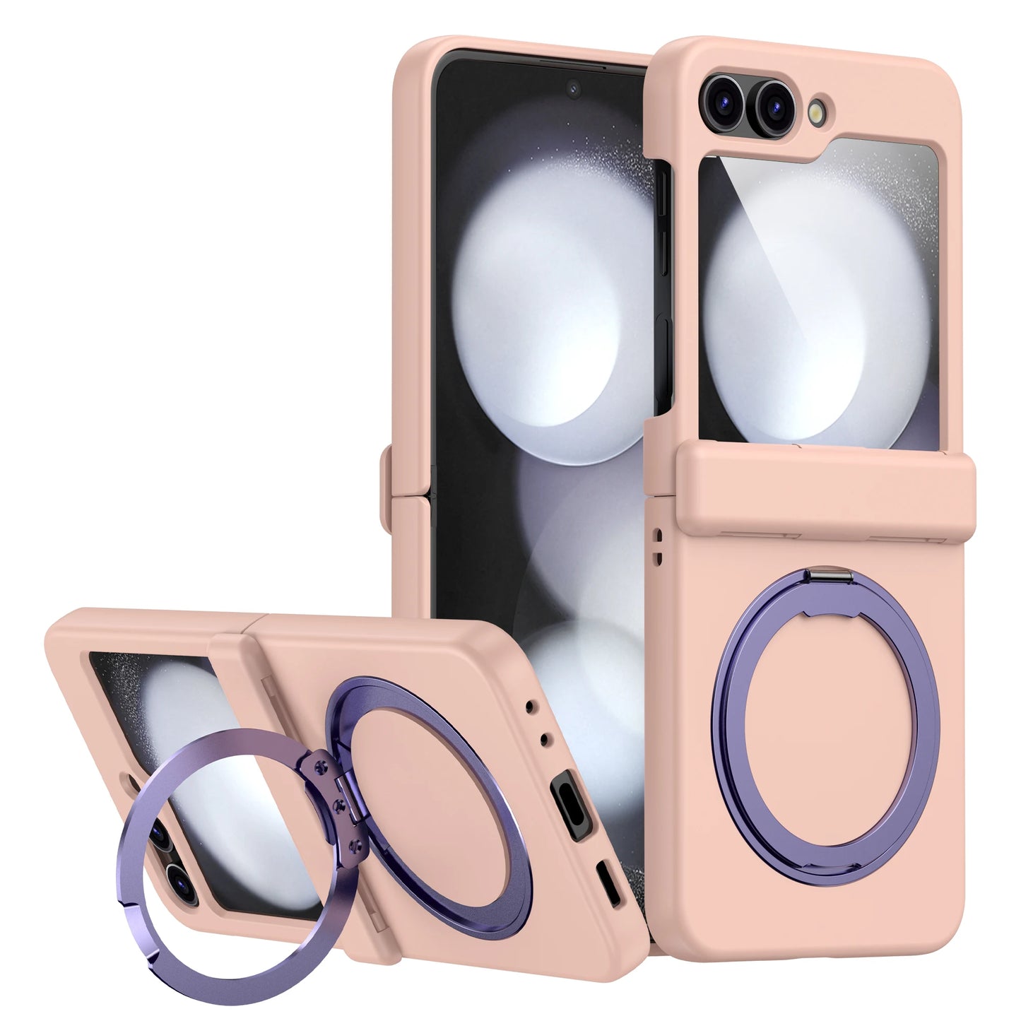 360° Rotating Holder Phone case For Samsung Galaxy Z Flip 5 6 Magsafe Wireless charge 360 Degree Ring Magnetic stand Phone Cover - covers4phones