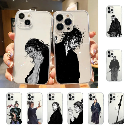 Vagabond Miyamoto Musashi Phone Case For Iphone 15 11 13 14 Pro Max 7 8 Plus X Xr Xs Max Se2020 12mini Transparent Cover - covers4phones