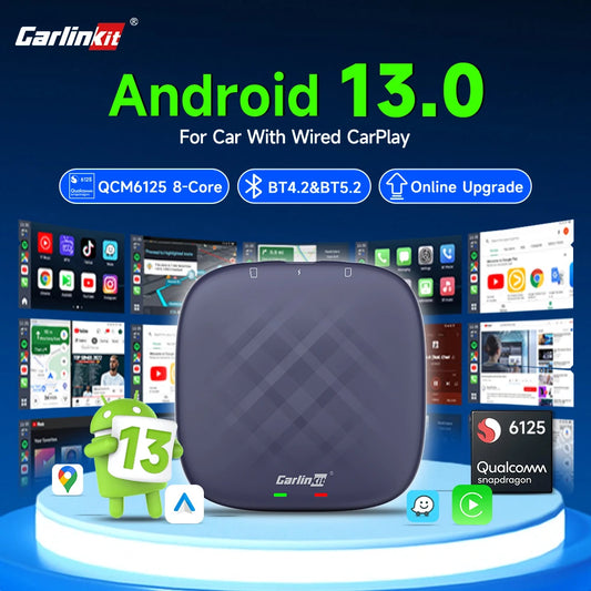 Android 13 CarlinKit Android Auto Wireless CarPlay AI TV Box QCM6125 8-Core Split Screen 64G 128G For Netflix YouTube Play Store - covers4phones