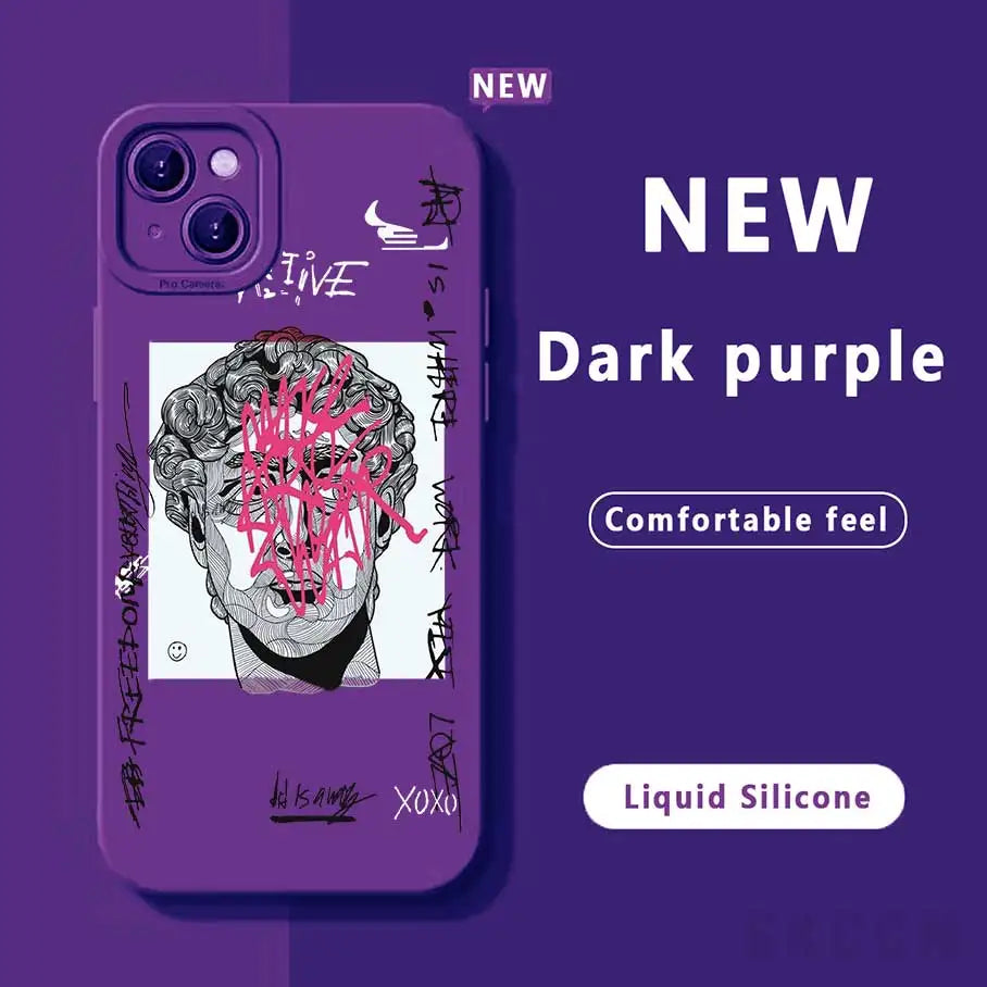 Cartoon Doodle Great Art Phone Case iPhone 15 Case For iPhone 13 14 15 Pro Max 12 11 Pro XS Max XR X 8 7Plus SE2 Shockproof Case - covers4phones