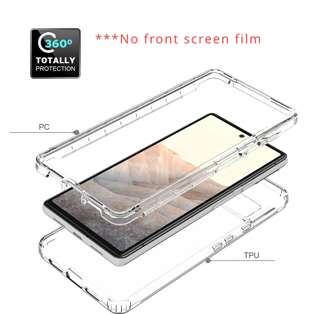 Transparent Case for Google Pixel 6 Pro 6A / Pixel 7 Pro 7A Hybrid Shockproof Tpu/pc Shell Dual Layer Candy Color Cover Funda